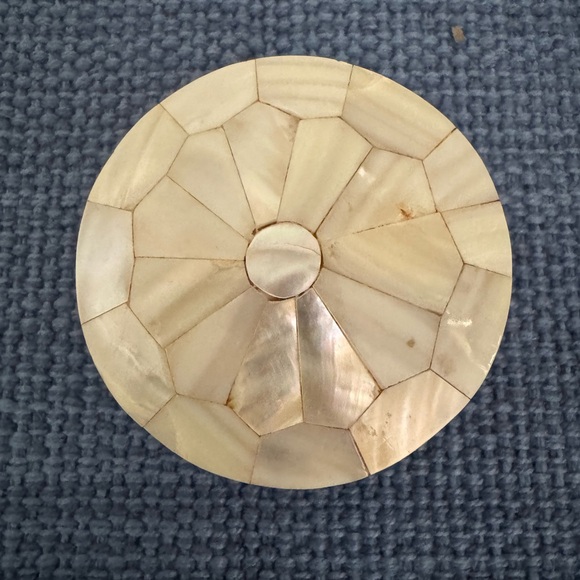 Other - Vintage Mother of Pearl & Brass Round Trinket Box